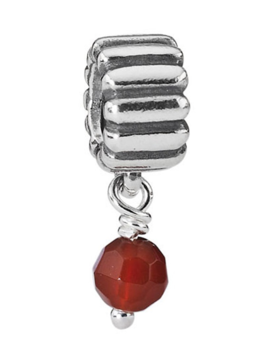 Retired Pandora Carnelian July Birthstone Dangle Charm Sterling Silver 925 EUC